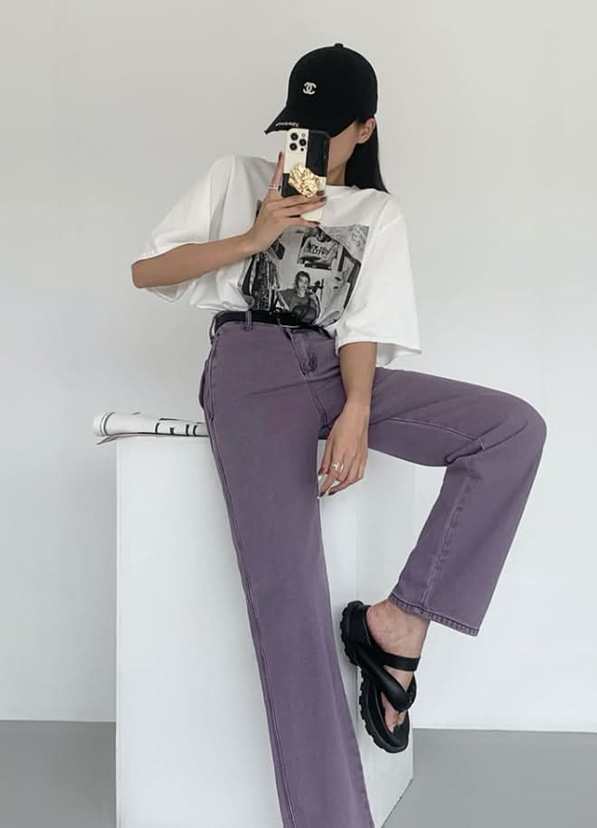 くすみパープルストレートデニムパンツ - select store mirror meくすみパープルストレートデニムパンツ188703111mirror meselect store mirror me188703111S