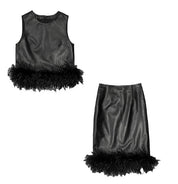 【レア】本革&リアルフェザーモードスカートセットアップ - select store mirror me【レア】本革&リアルフェザーモードスカートセットアップ195729000mirror meselect store mirror me195729000S