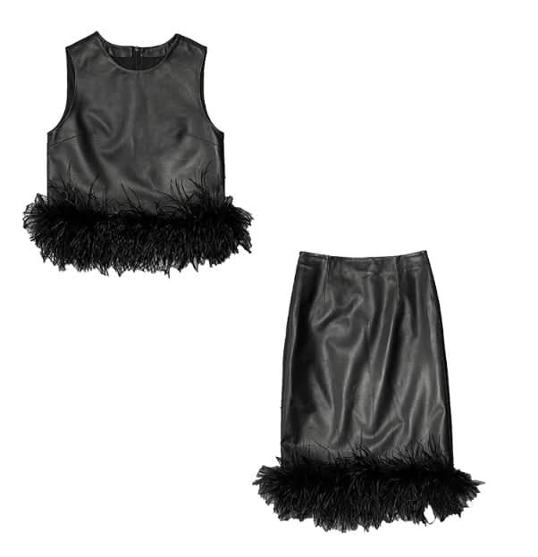 【レア】本革&リアルフェザーモードスカートセットアップ - select store mirror me【レア】本革&リアルフェザーモードスカートセットアップ195729000mirror meselect store mirror me195729000S