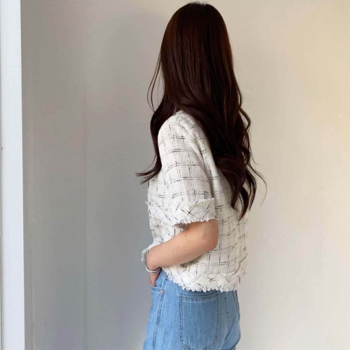 フリンジツイード上品半袖ジャケット 2色展開 - select store mirror meフリンジツイード上品半袖ジャケット 2色展開109582183mirror meselect store mirror me109582183ホワイト