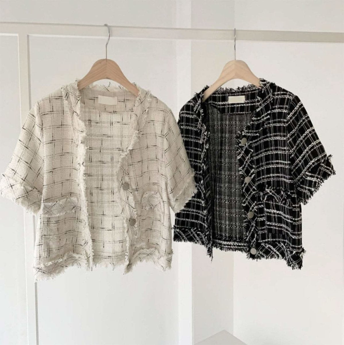 フリンジツイード上品半袖ジャケット 2色展開 - select store mirror meフリンジツイード上品半袖ジャケット 2色展開109582183mirror meselect store mirror me109582183ホワイト