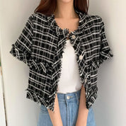 フリンジツイード上品半袖ジャケット 2色展開 - select store mirror meフリンジツイード上品半袖ジャケット 2色展開109582183mirror meselect store mirror me109582183ホワイト