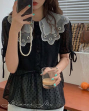 シースルードットビジュー襟ブラウス 2色展開 - select store mirror meシースルードットビジュー襟ブラウス 2色展開139311340mirror meselect store mirror me139311340ホワイト S