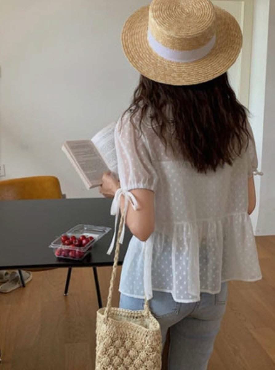 シースルードットビジュー襟ブラウス 2色展開 - select store mirror meシースルードットビジュー襟ブラウス 2色展開139311340mirror meselect store mirror me139311340ホワイト S