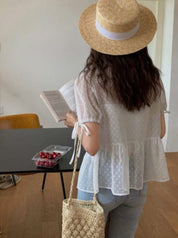 シースルードットビジュー襟ブラウス 2色展開 - select store mirror meシースルードットビジュー襟ブラウス 2色展開139311340mirror meselect store mirror me139311340ホワイト S