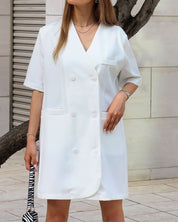 ダブルブレスト半袖ロングジャケット 2色展開 - select store mirror meダブルブレスト半袖ロングジャケット 2色展開144257423mirror meselect store mirror me144257423ホワイト S