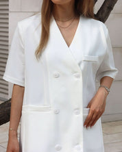 ダブルブレスト半袖ロングジャケット 2色展開 - select store mirror meダブルブレスト半袖ロングジャケット 2色展開144257423mirror meselect store mirror me144257423ホワイト S