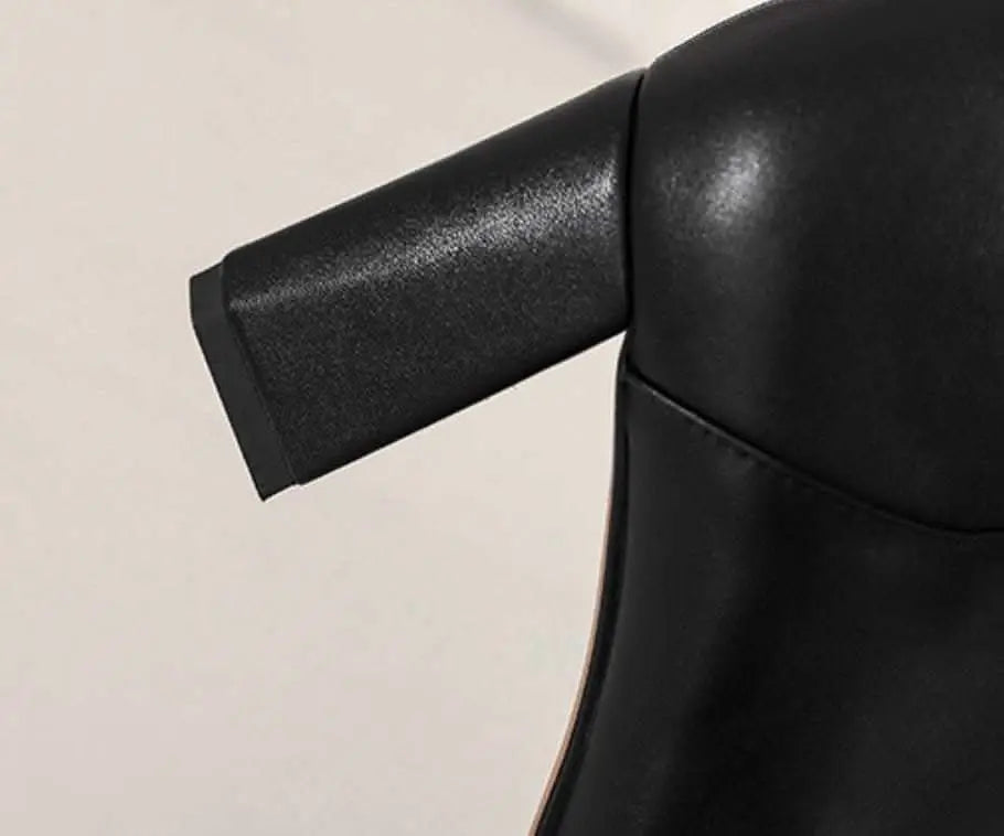 【本革】【動画あり】切り替えアシンメトリーブラックロングブーツ 2種展開 mirror me