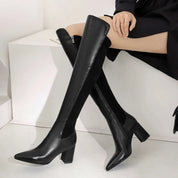 【本革】【動画あり】切り替えアシンメトリーブラックロングブーツ 2種展開 mirror me