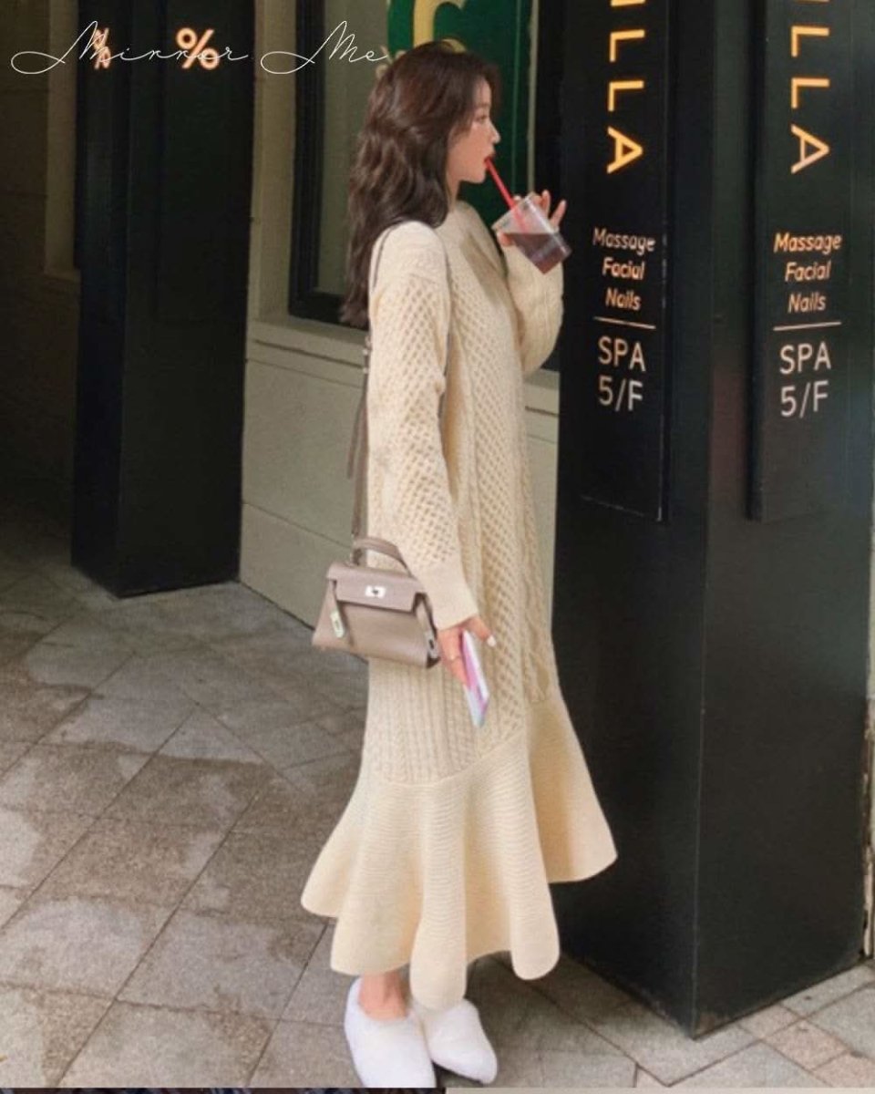 ケーブル編みマーメイドニットワンピース 2色展開 - select store mirror meケーブル編みマーメイドニットワンピース 2色展開159910805mirror meselect store mirror me159910805オフホワイト S