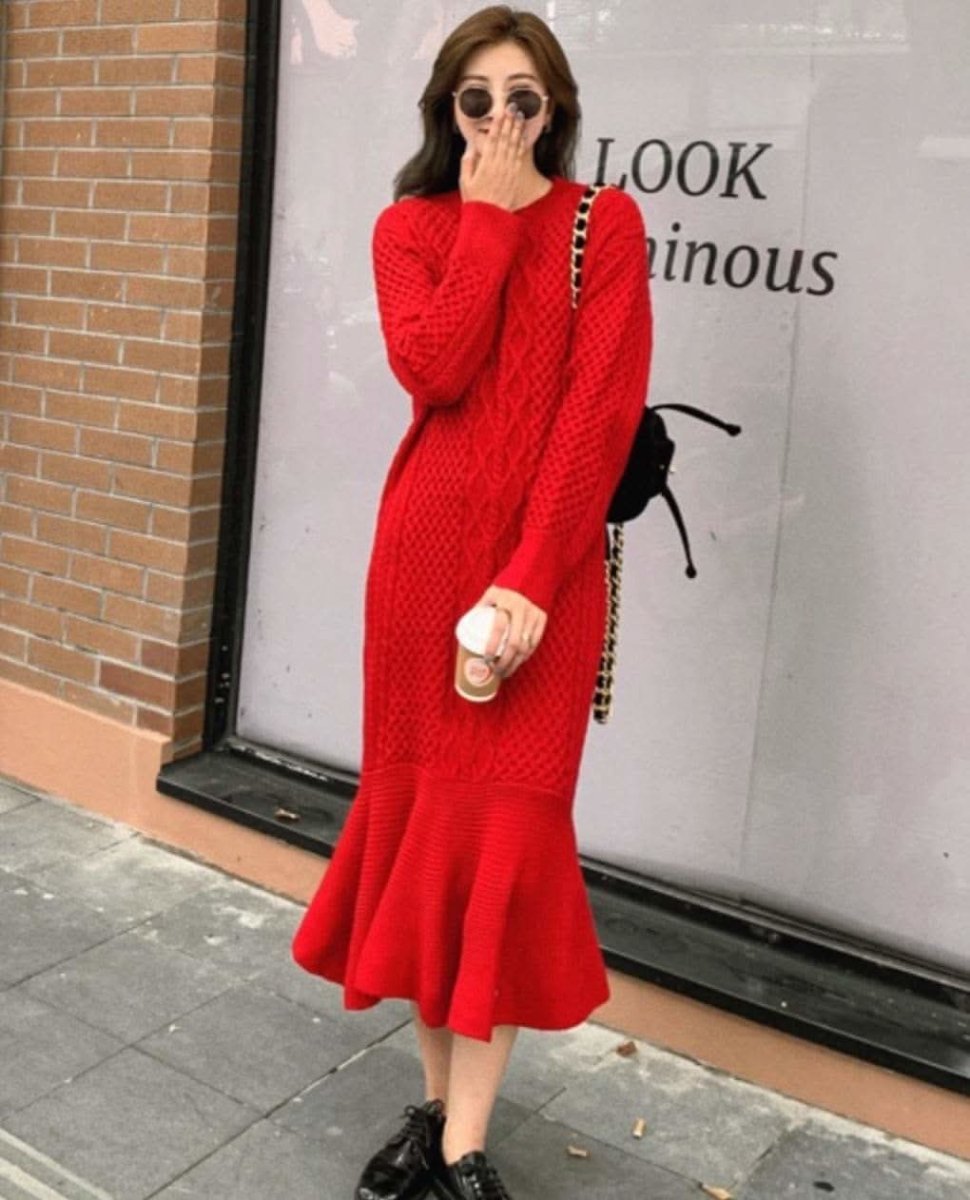 ケーブル編みマーメイドニットワンピース 2色展開 - select store mirror meケーブル編みマーメイドニットワンピース 2色展開159910805mirror meselect store mirror me159910805オフホワイト S