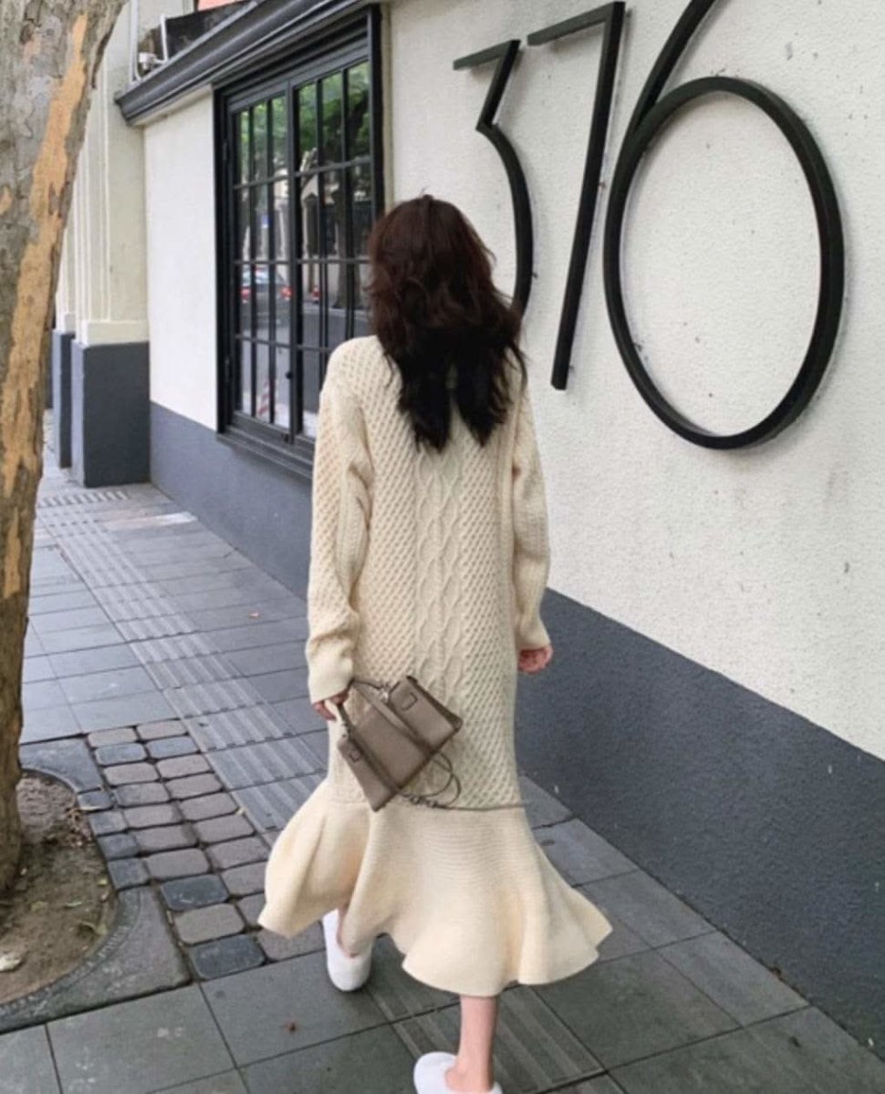 ケーブル編みマーメイドニットワンピース 2色展開 - select store mirror meケーブル編みマーメイドニットワンピース 2色展開159910805mirror meselect store mirror me159910805オフホワイト S