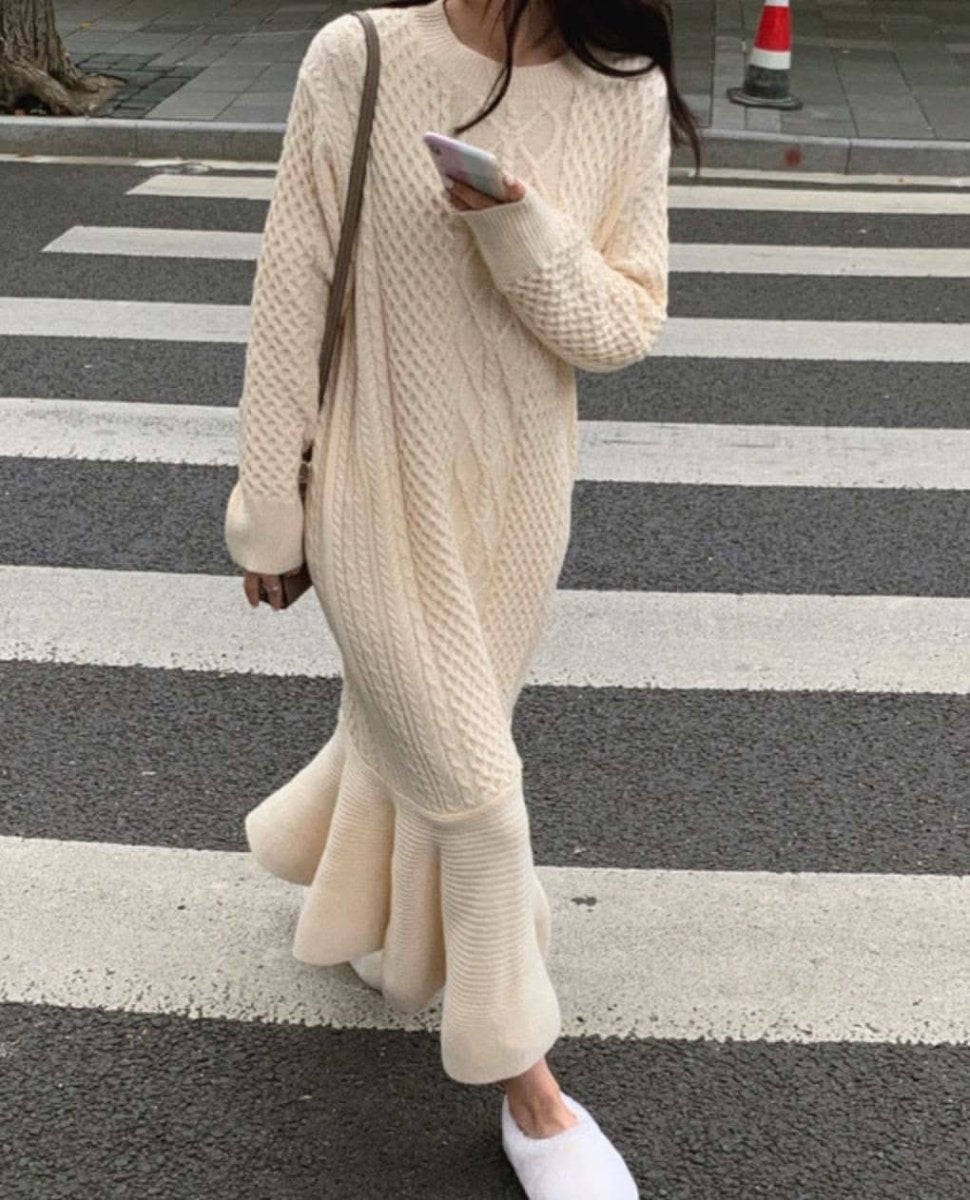 ケーブル編みマーメイドニットワンピース 2色展開 - select store mirror meケーブル編みマーメイドニットワンピース 2色展開159910805mirror meselect store mirror me159910805オフホワイト S