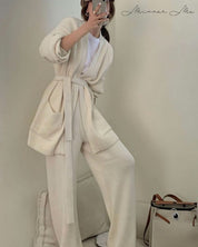 ロングカーディガン&ワイドパンツリブニットセットアップ 2色展開 - select store mirror meロングカーディガン&ワイドパンツリブニットセットアップ 2色展開159958662mirror meselect store mirror me159958662ホワイト