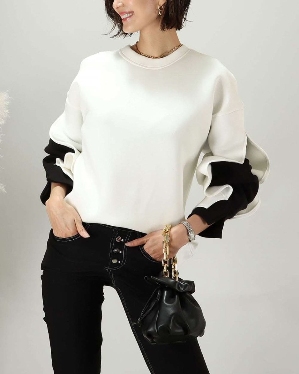 【動画あり】ダイバー素材デザインスリーブ上質ワイドトップス  2色展開 - select store mirror me【動画あり】ダイバー素材デザインスリーブ上質ワイドトップス  2色展開163142519mirror meselect store mirror me163142519ホワイトXS