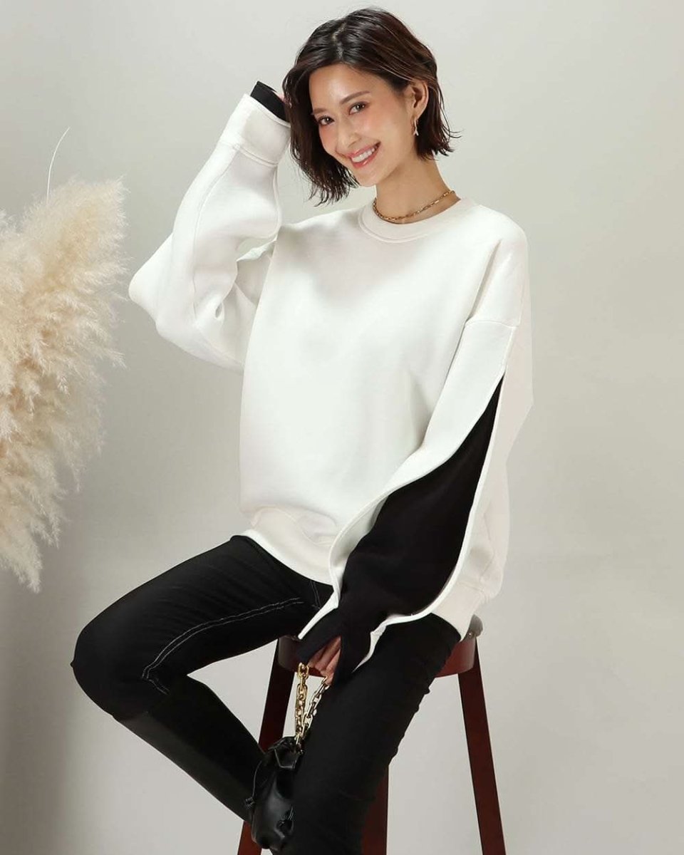 【動画あり】ダイバー素材デザインスリーブ上質ワイドトップス  2色展開 - select store mirror me【動画あり】ダイバー素材デザインスリーブ上質ワイドトップス  2色展開163142519mirror meselect store mirror me163142519ホワイトXS