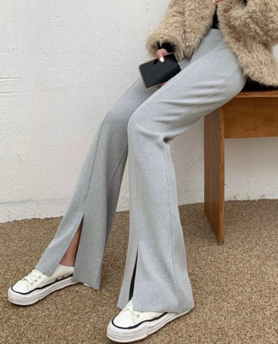 タックスリットハイウエストニットパンツ 2色展開 - select store mirror meタックスリットハイウエストニットパンツ 2色展開163466298mirror meselect store mirror me163466298グレー S