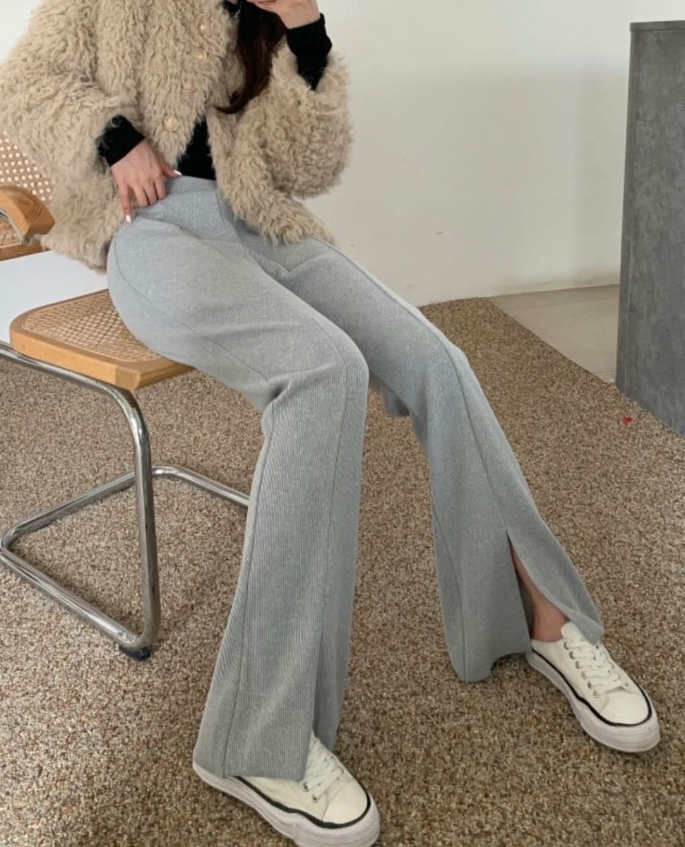 タックスリットハイウエストニットパンツ 2色展開 - select store mirror meタックスリットハイウエストニットパンツ 2色展開163466298mirror meselect store mirror me163466298グレー S