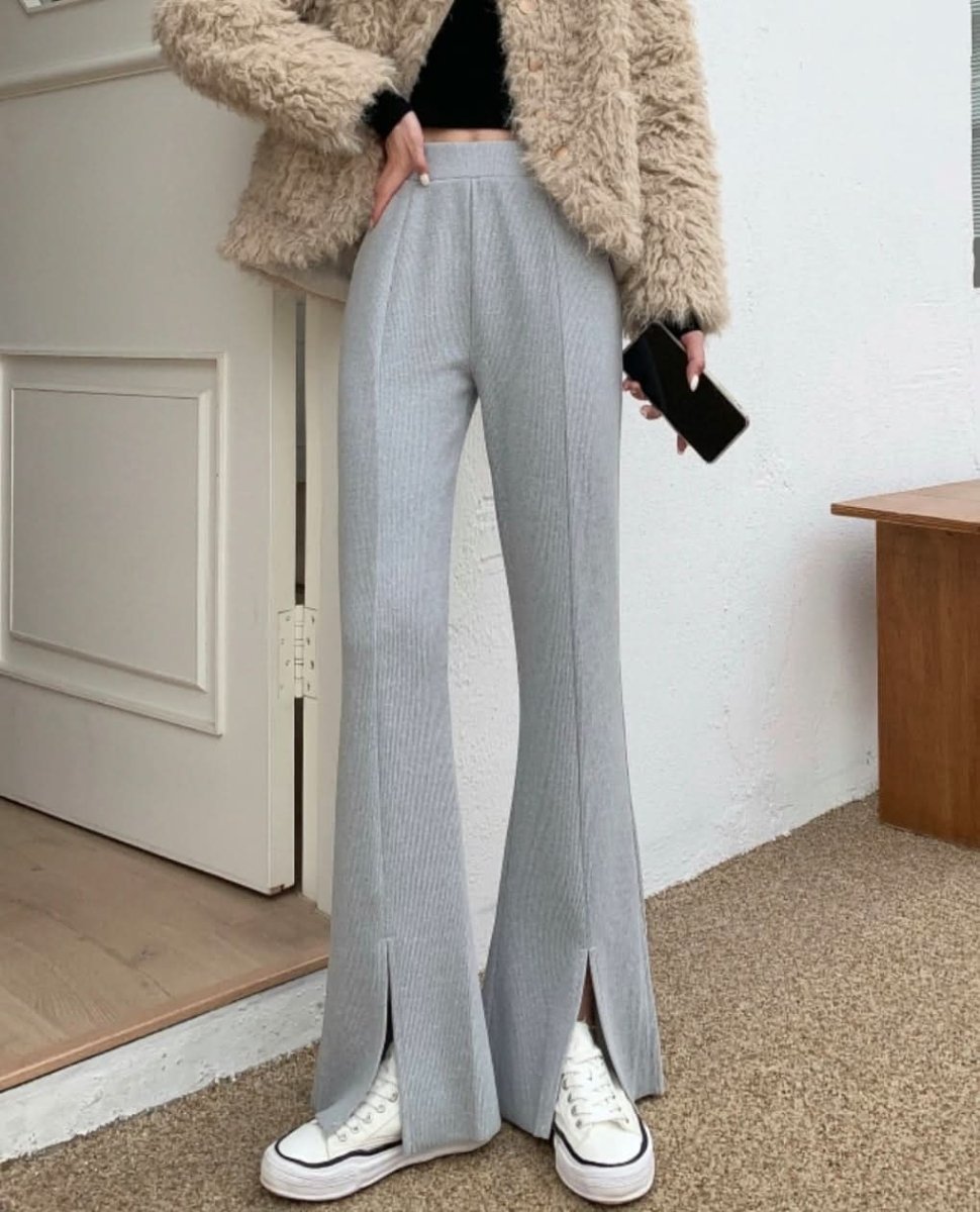 タックスリットハイウエストニットパンツ 2色展開 - select store mirror meタックスリットハイウエストニットパンツ 2色展開163466298mirror meselect store mirror me163466298グレー S