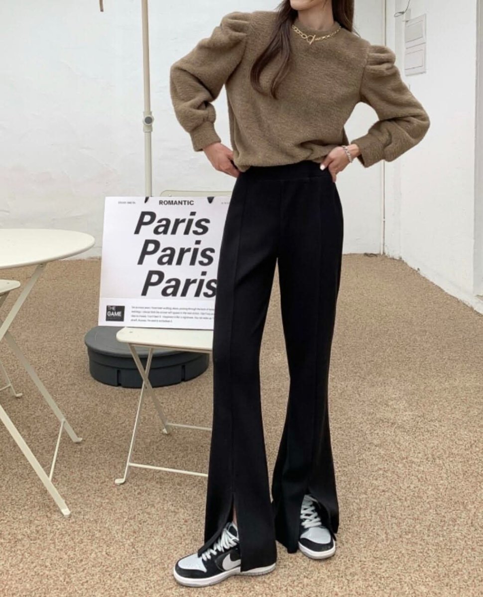 タックスリットハイウエストニットパンツ 2色展開 - select store mirror meタックスリットハイウエストニットパンツ 2色展開163466298mirror meselect store mirror me163466298グレー S