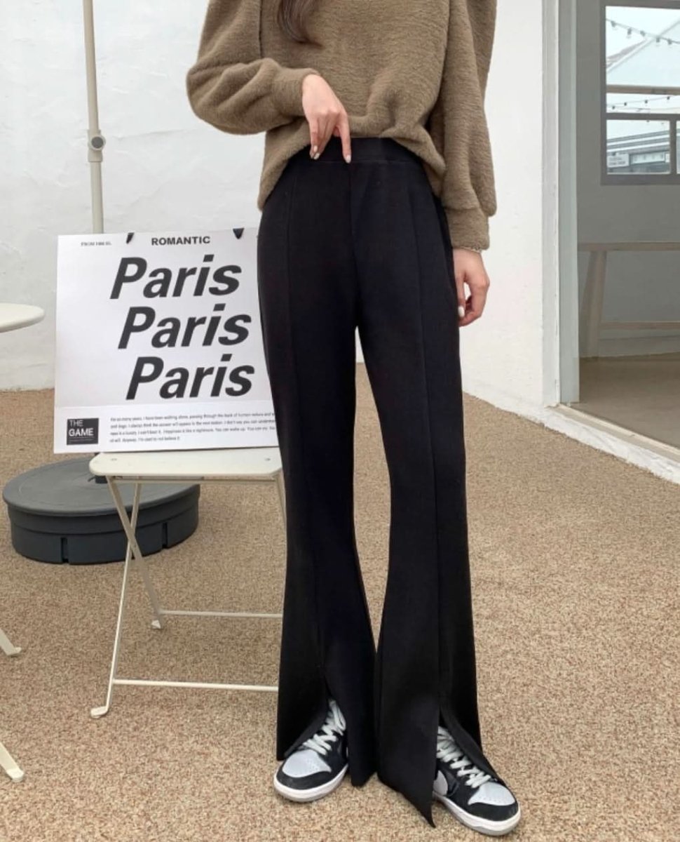 タックスリットハイウエストニットパンツ 2色展開 - select store mirror meタックスリットハイウエストニットパンツ 2色展開163466298mirror meselect store mirror me163466298グレー S