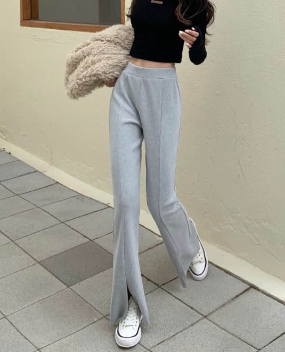 タックスリットハイウエストニットパンツ 2色展開 - select store mirror meタックスリットハイウエストニットパンツ 2色展開163466298mirror meselect store mirror me163466298グレー S