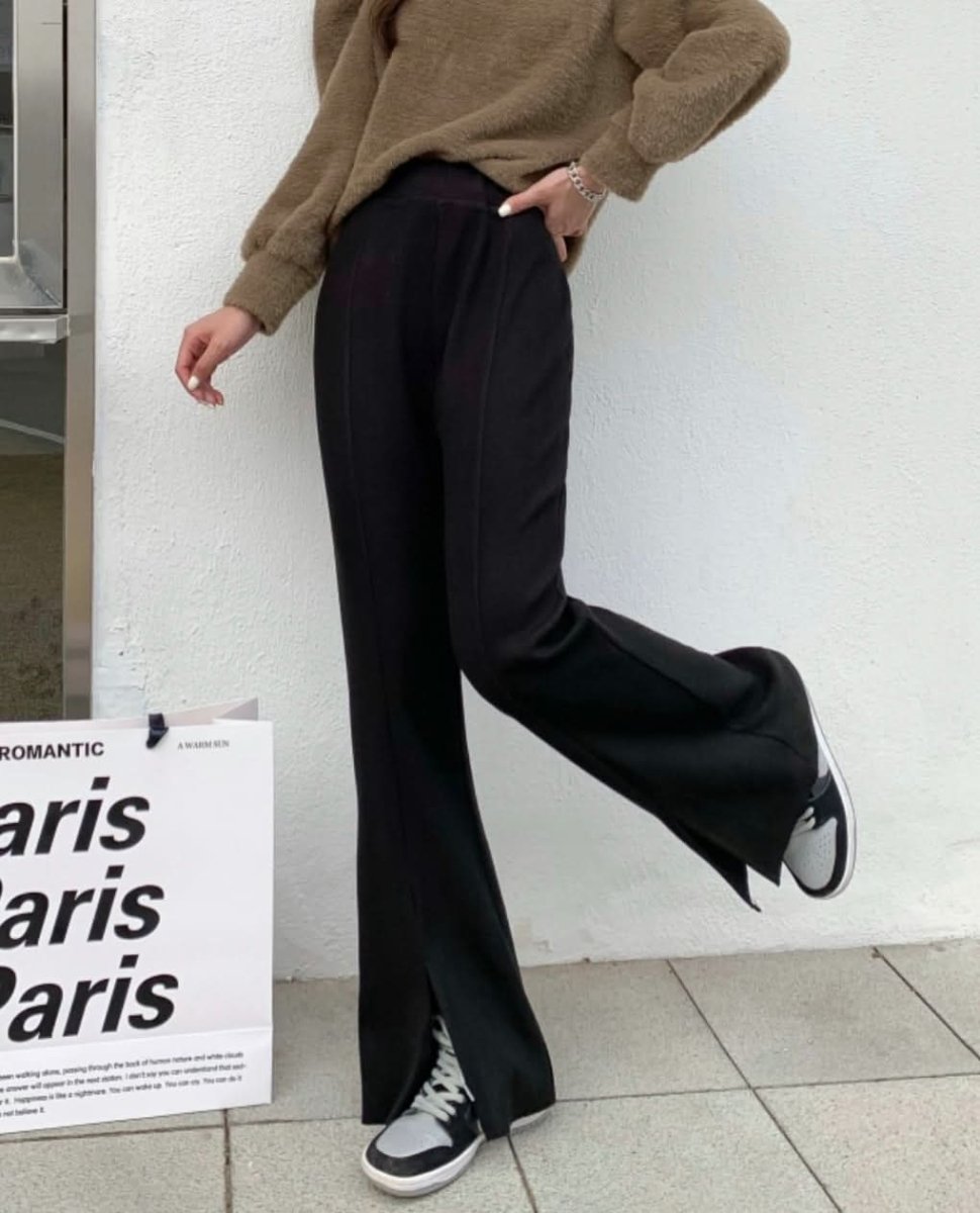 タックスリットハイウエストニットパンツ 2色展開 - select store mirror meタックスリットハイウエストニットパンツ 2色展開163466298mirror meselect store mirror me163466298グレー S