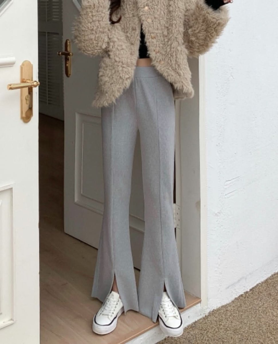 タックスリットハイウエストニットパンツ 2色展開 - select store mirror meタックスリットハイウエストニットパンツ 2色展開163466298mirror meselect store mirror me163466298グレー S