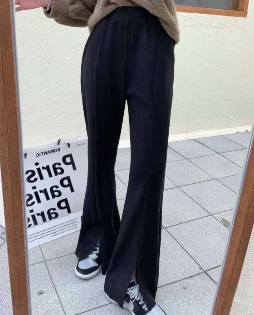 タックスリットハイウエストニットパンツ 2色展開 - select store mirror meタックスリットハイウエストニットパンツ 2色展開163466298mirror meselect store mirror me163466298グレー S