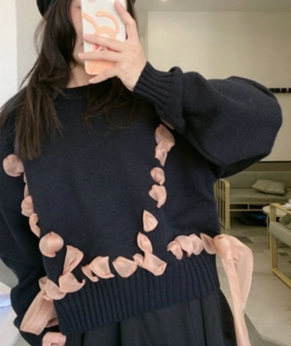 コントラスト編み込みリボンワイドショートニット 2色展開 - select store mirror meコントラスト編み込みリボンワイドショートニット 2色展開163660571mirror meselect store mirror me163660571グレー S