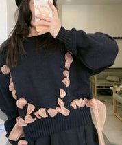 コントラスト編み込みリボンワイドショートニット 2色展開 - select store mirror meコントラスト編み込みリボンワイドショートニット 2色展開163660571mirror meselect store mirror me163660571グレー S