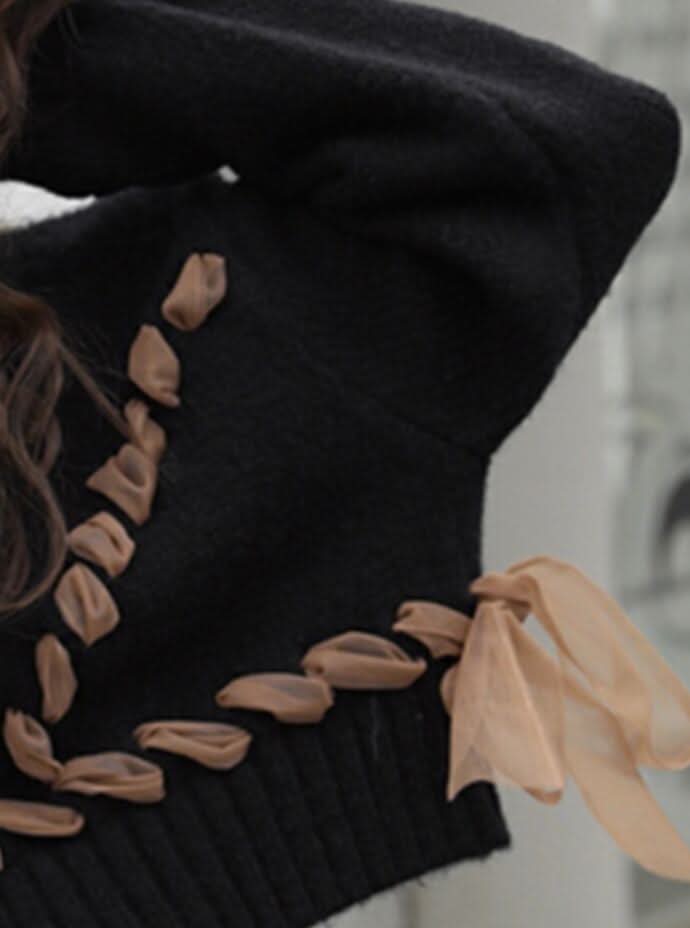 コントラスト編み込みリボンワイドショートニット 2色展開 - select store mirror meコントラスト編み込みリボンワイドショートニット 2色展開163660571mirror meselect store mirror me163660571グレー S