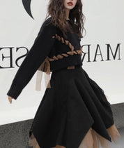 コントラスト編み込みリボンワイドショートニット 2色展開 - select store mirror meコントラスト編み込みリボンワイドショートニット 2色展開163660571mirror meselect store mirror me163660571グレー S