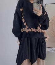 コントラスト編み込みリボンワイドショートニット 2色展開 - select store mirror meコントラスト編み込みリボンワイドショートニット 2色展開163660571mirror meselect store mirror me163660571グレー S