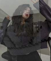 コントラスト編み込みリボンワイドショートニット 2色展開 - select store mirror meコントラスト編み込みリボンワイドショートニット 2色展開163660571mirror meselect store mirror me163660571グレー S