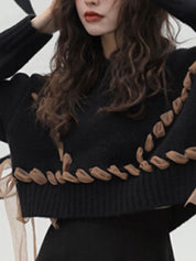 コントラスト編み込みリボンワイドショートニット 2色展開 - select store mirror meコントラスト編み込みリボンワイドショートニット 2色展開163660571mirror meselect store mirror me163660571グレー S