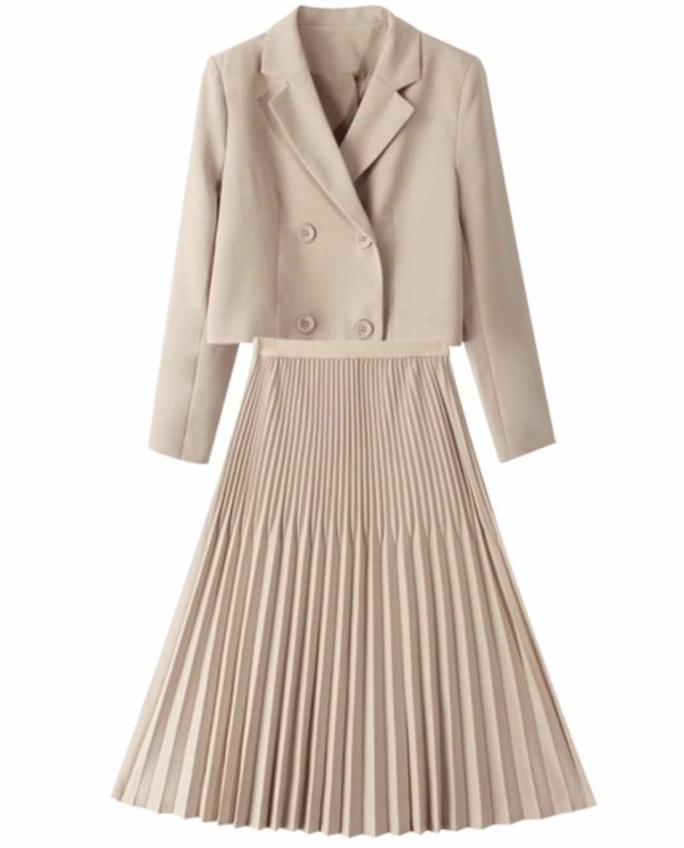 【動画あり】ショート丈ジャケット&ミックスプリーツスカートセットアップ 2色展開 - select store mirror me【動画あり】ショート丈ジャケット&ミックスプリーツスカートセットアップ 2色展開164652981mirror meselect store mirror me164652981ベージュ S