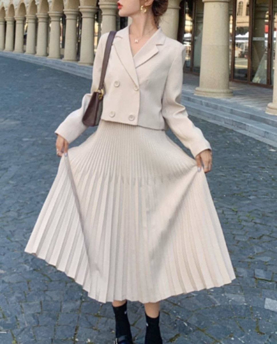 【動画あり】ショート丈ジャケット&ミックスプリーツスカートセットアップ 2色展開 - select store mirror me【動画あり】ショート丈ジャケット&ミックスプリーツスカートセットアップ 2色展開164652981mirror meselect store mirror me164652981ベージュ S