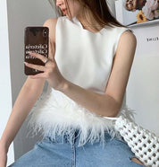 <インスタグラマー様ご愛用>【動画あり】フェザーノースリーブトップス  2色展開 - select store mirror me<インスタグラマー様ご愛用>【動画あり】フェザーノースリーブトップス  2色展開177960935mirror meselect store mirror me177960935ホワイトS