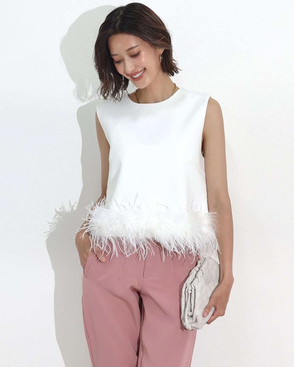 <インスタグラマー様ご愛用>【動画あり】フェザーノースリーブトップス  2色展開 - select store mirror me<インスタグラマー様ご愛用>【動画あり】フェザーノースリーブトップス  2色展開177960935mirror meselect store mirror me177960935ホワイトS