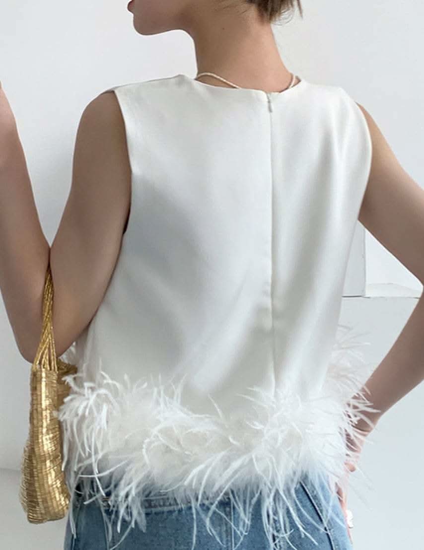 <インスタグラマー様ご愛用>【動画あり】フェザーノースリーブトップス  2色展開 - select store mirror me<インスタグラマー様ご愛用>【動画あり】フェザーノースリーブトップス  2色展開177960935mirror meselect store mirror me177960935ホワイトS