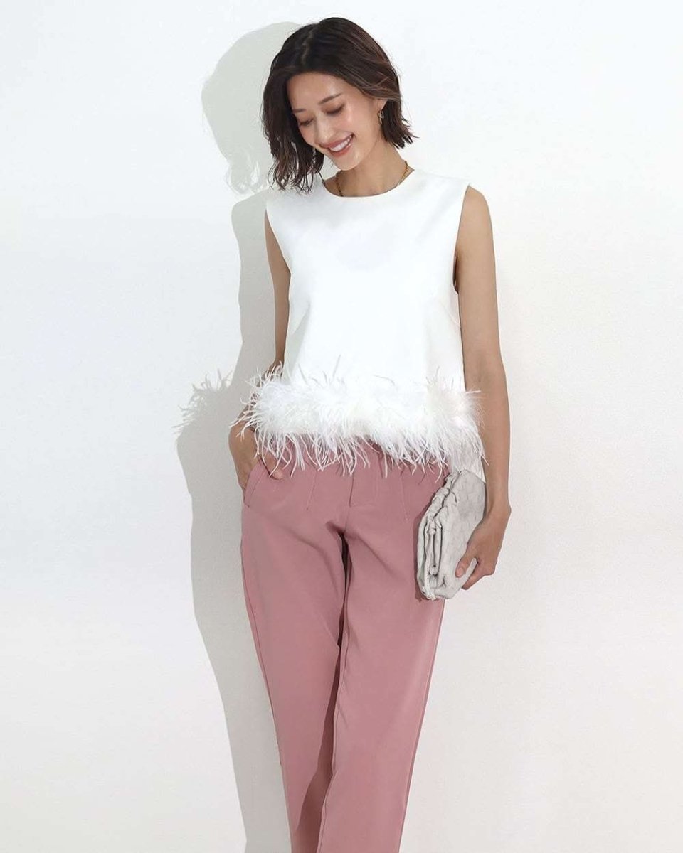 <インスタグラマー様ご愛用>【動画あり】フェザーノースリーブトップス  2色展開 - select store mirror me<インスタグラマー様ご愛用>【動画あり】フェザーノースリーブトップス  2色展開177960935mirror meselect store mirror me177960935ホワイトS