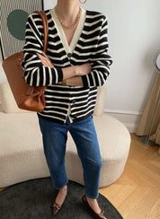 【動画あり】重ね着風ダブルボタンボーダーニットカーディガン 2色展開 - select store mirror me【動画あり】重ね着風ダブルボタンボーダーニットカーディガン 2色展開190811870mirror meselect store mirror me190811870ホワイト