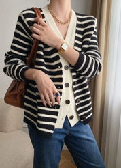 【動画あり】重ね着風ダブルボタンボーダーニットカーディガン 2色展開 - select store mirror me【動画あり】重ね着風ダブルボタンボーダーニットカーディガン 2色展開190811870mirror meselect store mirror me190811870ホワイト