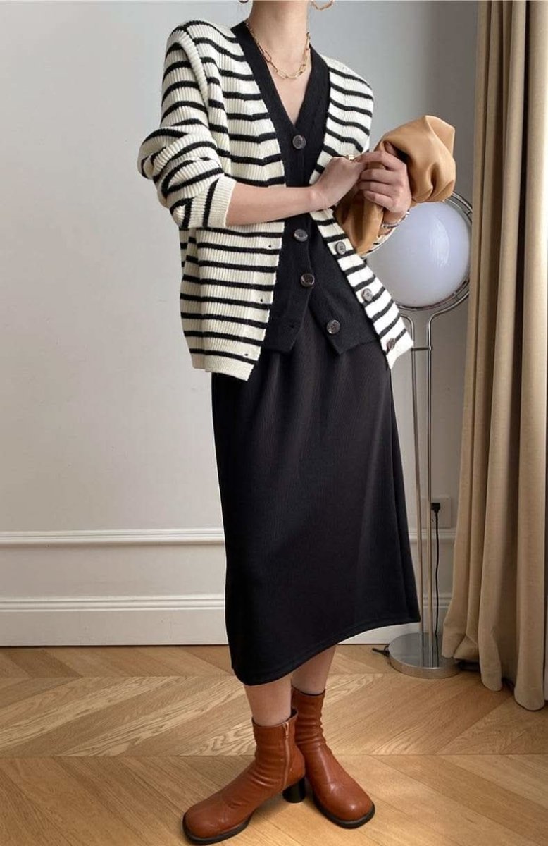 【動画あり】重ね着風ダブルボタンボーダーニットカーディガン 2色展開 - select store mirror me【動画あり】重ね着風ダブルボタンボーダーニットカーディガン 2色展開190811870mirror meselect store mirror me190811870ホワイト