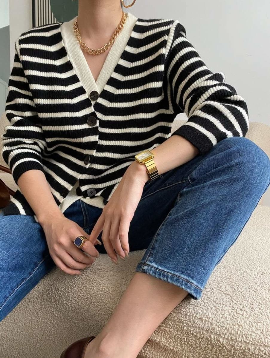 【動画あり】重ね着風ダブルボタンボーダーニットカーディガン 2色展開 - select store mirror me【動画あり】重ね着風ダブルボタンボーダーニットカーディガン 2色展開190811870mirror meselect store mirror me190811870ホワイト