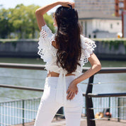 <ブラック即納>バックリボンフリルレースショルダーコットントップス 2色展開 - select store mirror me<ブラック即納>バックリボンフリルレースショルダーコットントップス 2色展開194553645mirror meselect store mirror me194553645ホワイト