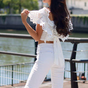 <ブラック即納>バックリボンフリルレースショルダーコットントップス 2色展開 - select store mirror me<ブラック即納>バックリボンフリルレースショルダーコットントップス 2色展開194553645mirror meselect store mirror me194553645ホワイト