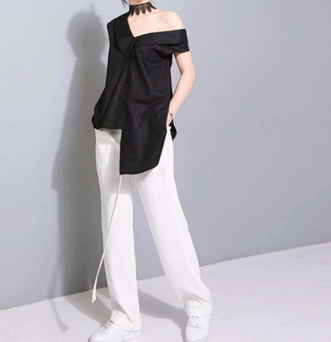 アシンメトリーオフショルトップス 2色展開 - select store mirror meアシンメトリーオフショルトップス 2色展開194553704mirror meselect store mirror me194553704ブラック