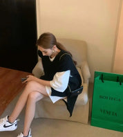 オーバーニットベスト&シャツ2点セット 2色展開 mirror me